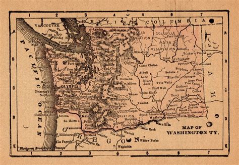 1888 Antique Miniature Washington Territory Map Of Washington Etsy