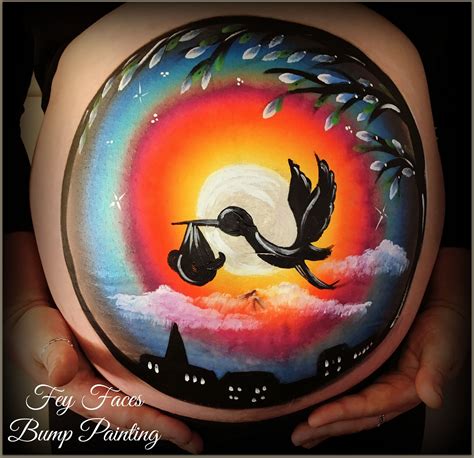 Stork Baby Bump Painting By Fey Faces Bump Painting Art Painting