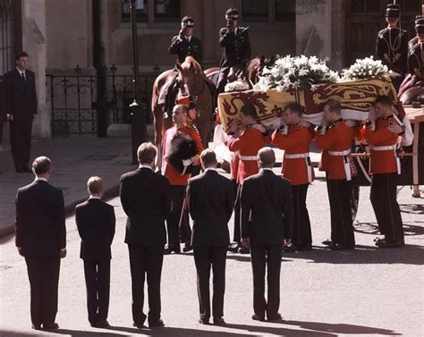 Prince philip, queen elizabeth ii's husband of 73 years and grandfather to prince harry and prince william, died friday at the age of 99.the news comes at a rocky time for the royal family after. Princess Diana's coffin carried to funeral - Photos - 18 years later: The funeral of Princess ...