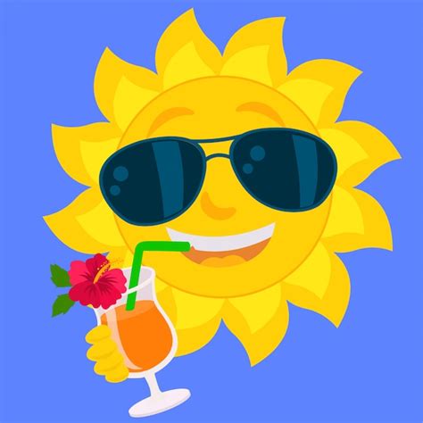 Smiling Sun With Sunglasses Premium Vector