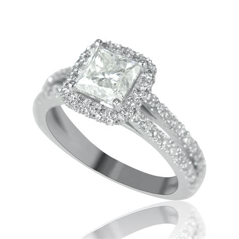 In 14k white gold (1/2 ct. 2 Carat Solitaire Princess Cut Diamond Engagement Ring G-H ...