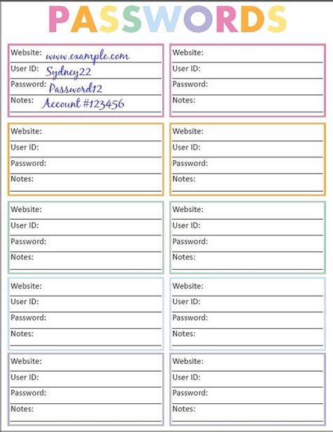 5 Password List Templates Formats Examples In Word Excel