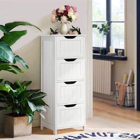 The free standing cabinet from songmics is a practical solution for you. Zimtown Bathroom Cabinet with 4 Drawers,Free-Standing ...