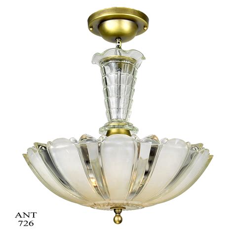 Dining room lighting, living room lighting, bedroom lighting. Art Deco Streamline Antique Glass Ceiling Bowl Pendant ...