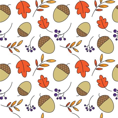 Premium Vector Seamless Autumn Fall Pattern With Acorns Leaves And