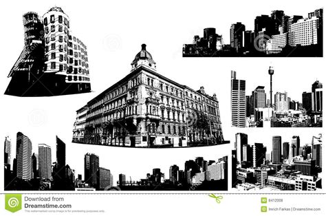 Black And White City Set Vector Stock Vector Illustration Of Effect