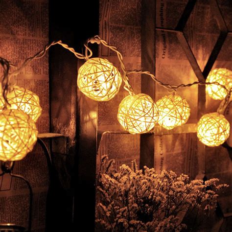 Star shaped led lights string curtain window bedroom xmas fairy lamp home decor. Globe Rattan Ball String Lights 30 LED Fairy Light for ...