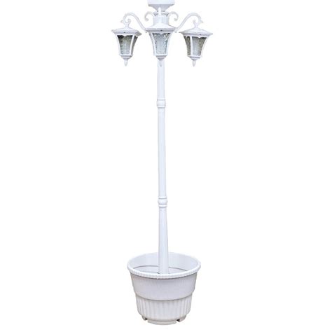 Sunray Vittoria 3 Lamp Integrated Led White Solar Lamp Post And Planter