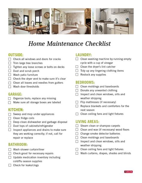 Printable Home Maintenance Checklist