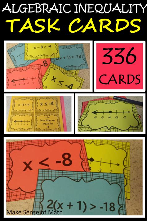 This Middle School Math 7 Set Of Algebraic Inequality Task Cards