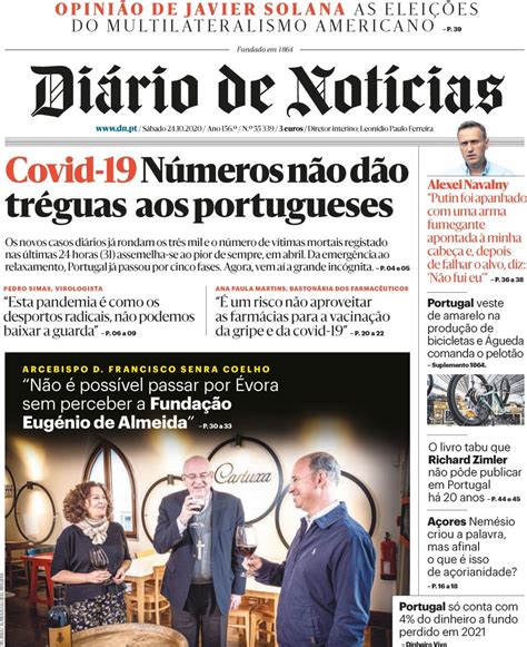 Capa Diário De Notícias 24 Outubro 2020 Capasjornaispt