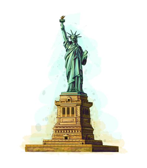 Hand Drawn Statue Of Liberty Design On A White Background Vector