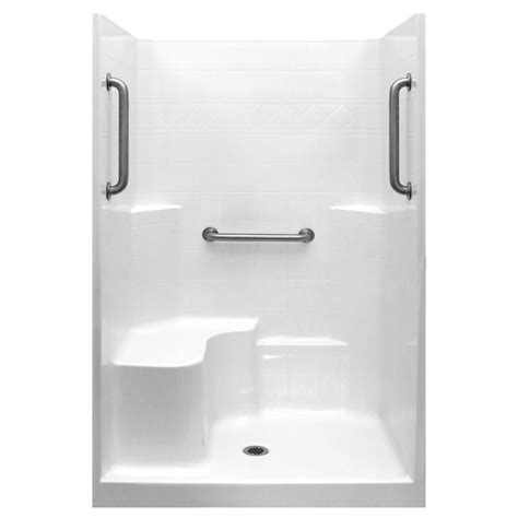 Ella Classic 37 In X 48 In X 80 In 1 Piece Low Threshold Shower Stall In White Grab Bars