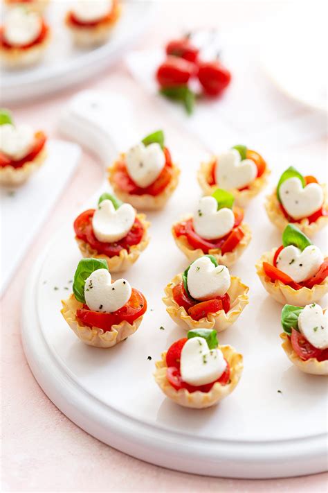 Valentines Day Appetizer Caprese Phyllo Cups Pizzazzerie