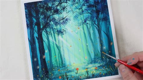 Sunshine Forest Easy Acrylic Painting For Beginners