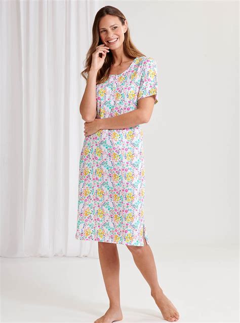 Supersoft Floral Nightie In Pink Yellow Green White David Nieper