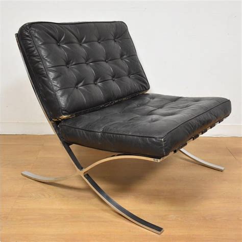 Barcelona chair, black top grain leather. Vintage Barcelona Style Black Leather Lounge Chair | Chairish