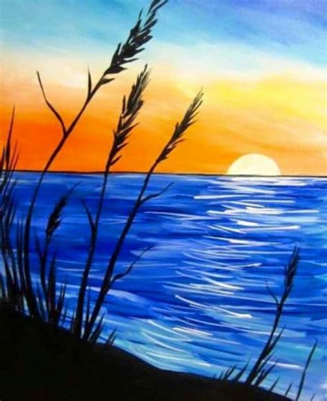 Easy Beach Sunrise Painting Scenery