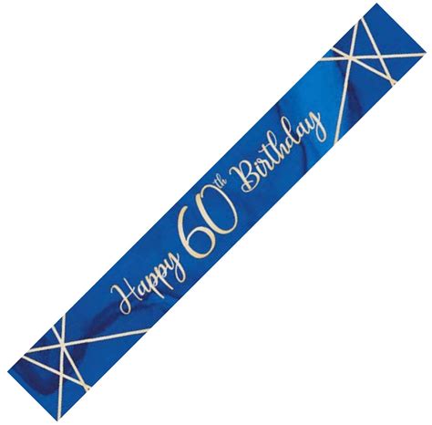 Happy 60th Birthday Blue And Gold Banner Happy 60th Birthday Etsy
