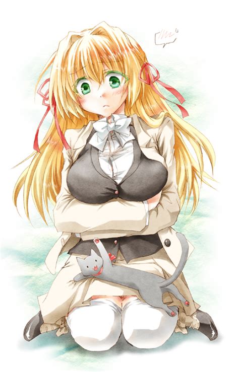 Ada Vessalius Pandora Hearts 00s 1girl Blonde Hair Blush Breasts Cat Green Eyes Long