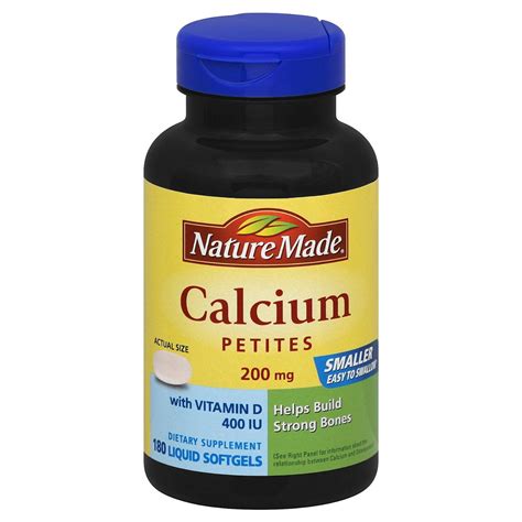 Nature Made Calcium Petites 200 Mg With Vitamin D 180 Softgels