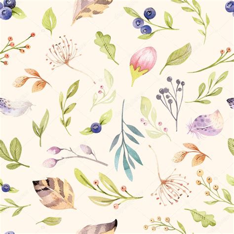 Watercolor Floral Bloom Seamless Pattern In Pastel Colors Seamless