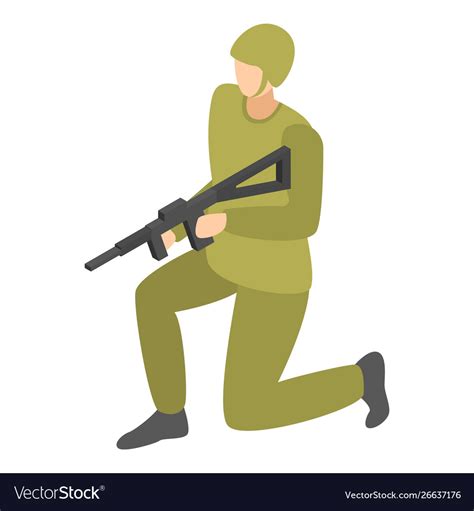Infantry Soldier Icon Isometric Style Royalty Free Vector