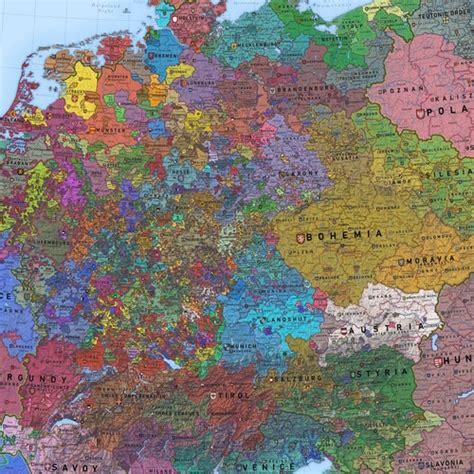 Germany History Map Holy Roman Empire 1444 Etsy Hong Kong