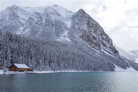 Cabin At Lake Louise In Banff National Park Stock Photo Image Of