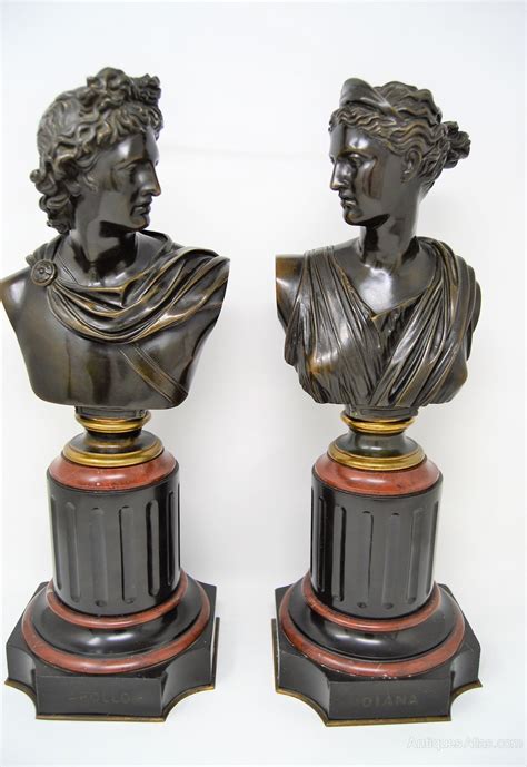 Antiques Atlas Pair Of Bronze Busts Apollo And Diana