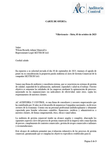 Carta De Oferta Pdf