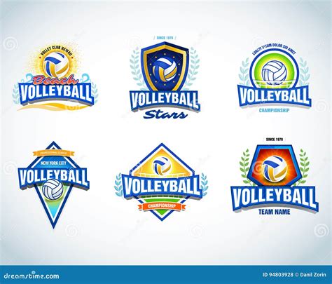 Volleyball Logo Templates Set Volleyball Emblem Logotype Template T