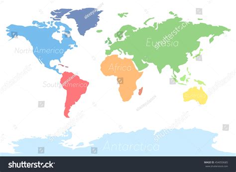 Six Continents Political World Map With Borders Vector Illustration Images