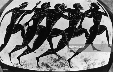 Olympic Runners Depicted On An Ancient Greek Vase Given As A Prize In