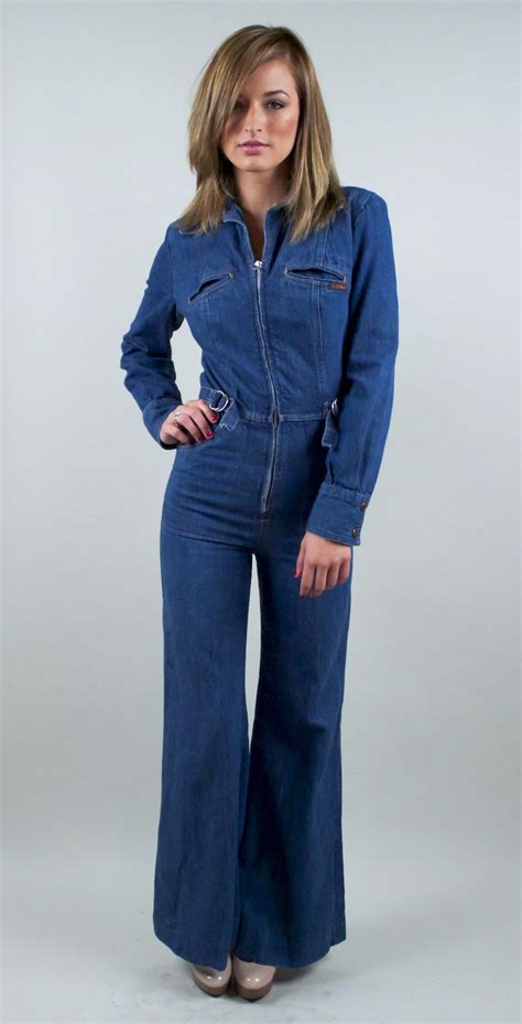 Vonvixenvintage Denim Jumpsuit 70s Denim Flare Jeans Style