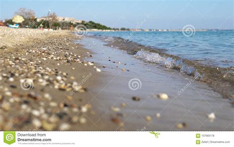 Sea Shore With Calm Waves Splashing The Beach Stock Photo Image Of