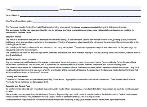 sample short term rental agreement templates