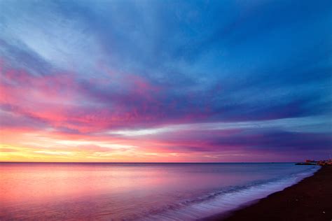 Sea Line Purple Sky 5k Hd Nature 4k Wallpapers Images