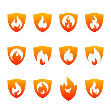 Fire Shield Logo Design Vector Template Shield Fire Logo Concept Stock