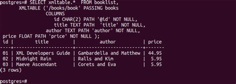 PostgreSQL XML Data Type