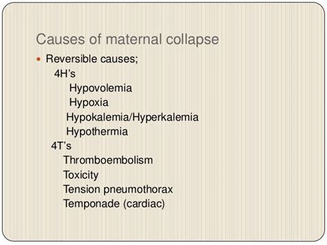 maternal collapse during pregnancy and puerperium