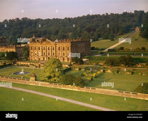 Chatsworth House Aerial View Derbyshire Stock Photo Alamy