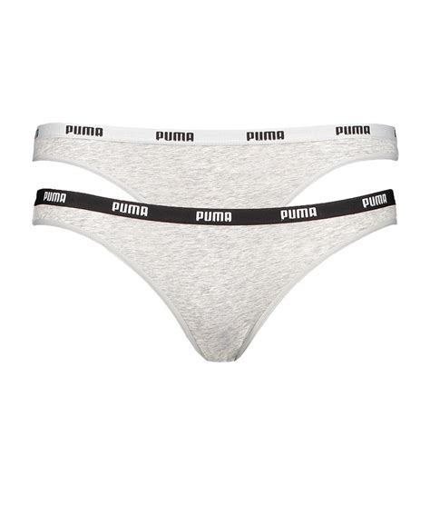 Puma Iconic Bikini Slip 2er Pack Damen Grau F328 Freizeit