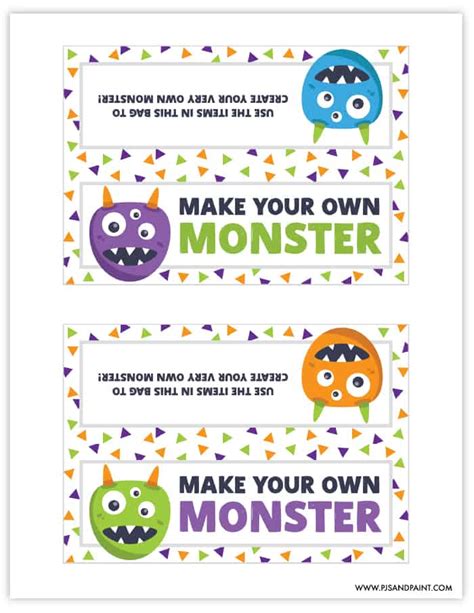 Make Your Own Monster Kit Free Printable Halloween Treat