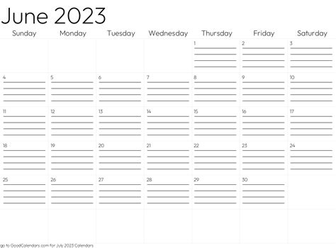 Top 5 Picks For Printable June 2023 Calendars Calendarsreview