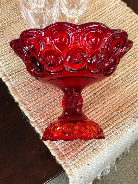 Amberina Moon And Stars Le Smith Vintage Compote Dish Etsy