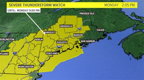 Severe Thunderstorm Watch Issued For Much Of Maine And Nh Until 9 Pm