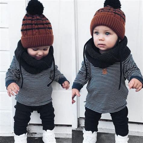 Childrens Winter Clothes For Boys Long Sleeve Stripe Baby Winter Tops