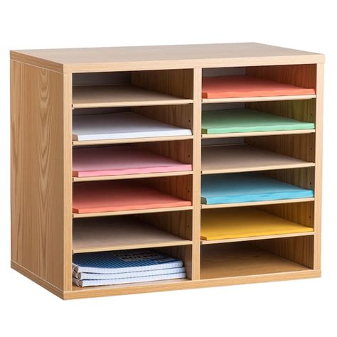 Adiroffice Wood Adjustable 12 Compartment Literature File Organizer