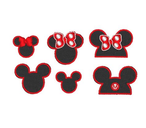 Tiny Mouse Ear Emblem Machine Embroidery Designs Mickey Minnie Six 6